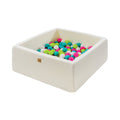 Square Bouclé Foam Ball Pit with 400 Balls, 110 cm - White, Green, Blue, White & Pink Balls - Tiny Tugz™