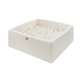 Square Bouclé Foam Ball Pit with 400 Balls, 110 cm - White, White Pearl Balls - Tiny Tugz™