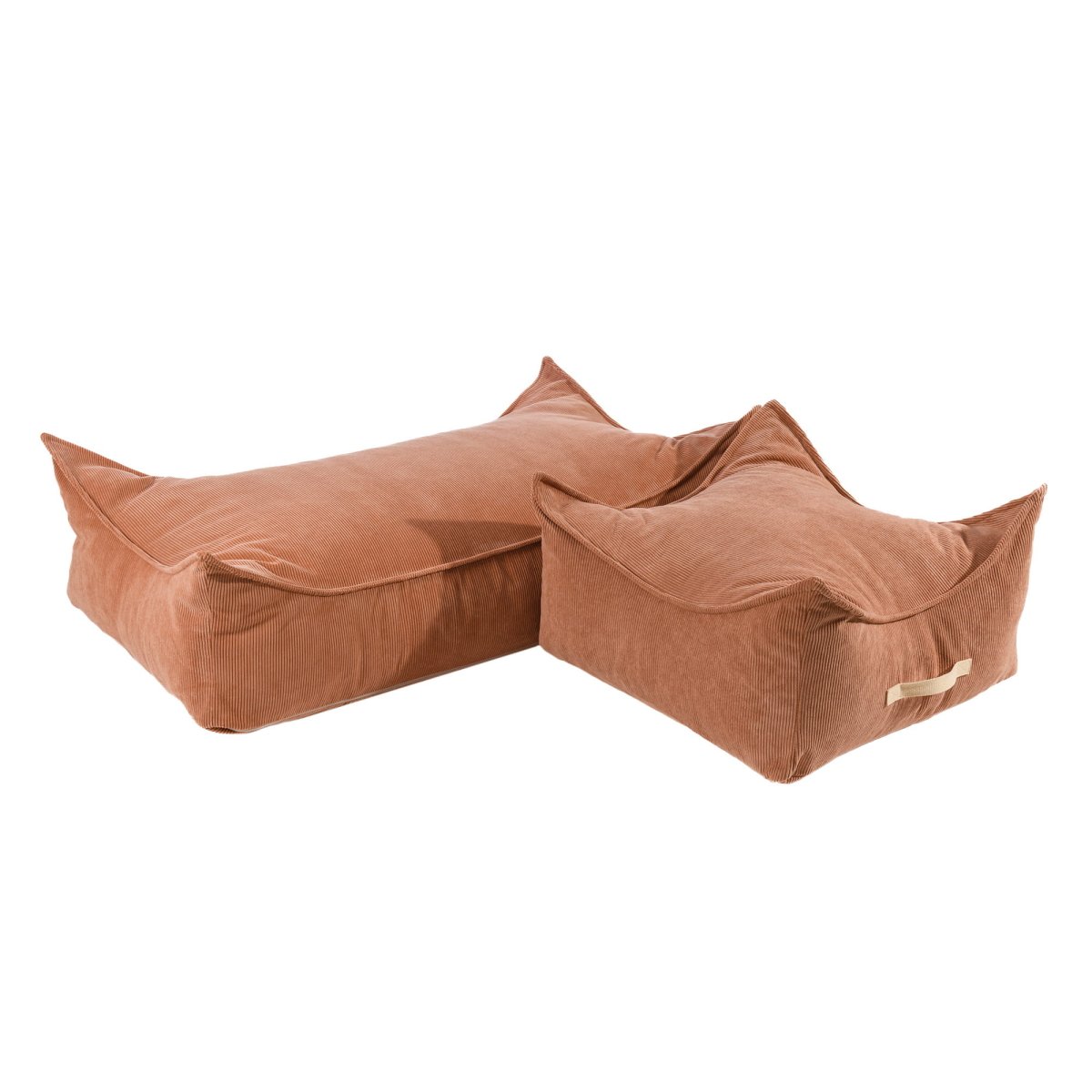 Square Floor Pouf for Kids - Corduroy, 60 x 60 cm (Brick) - Tiny Tugz™