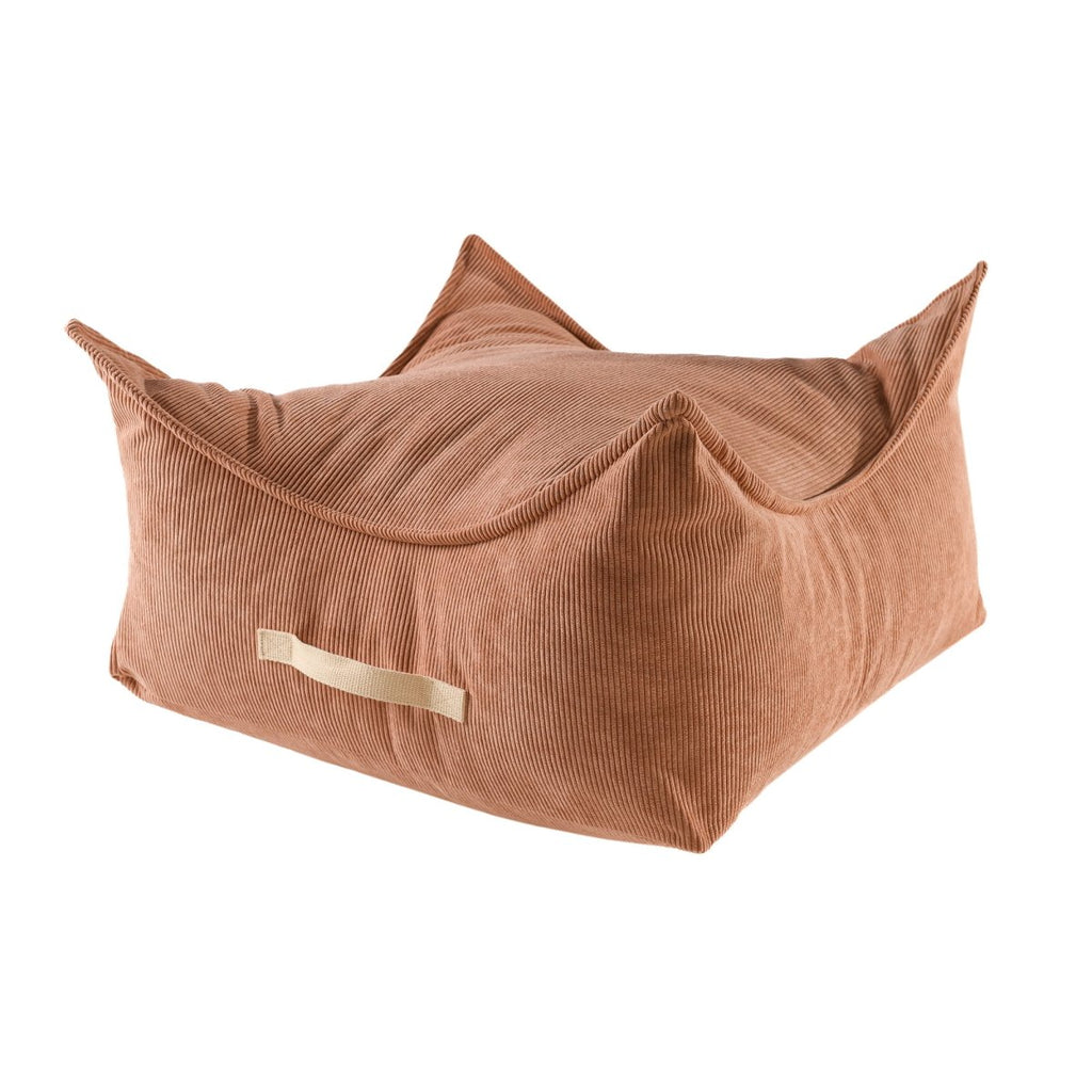 Square Floor Pouf for Kids - Corduroy, 60 x 60 cm (Brick) - Tiny Tugz™