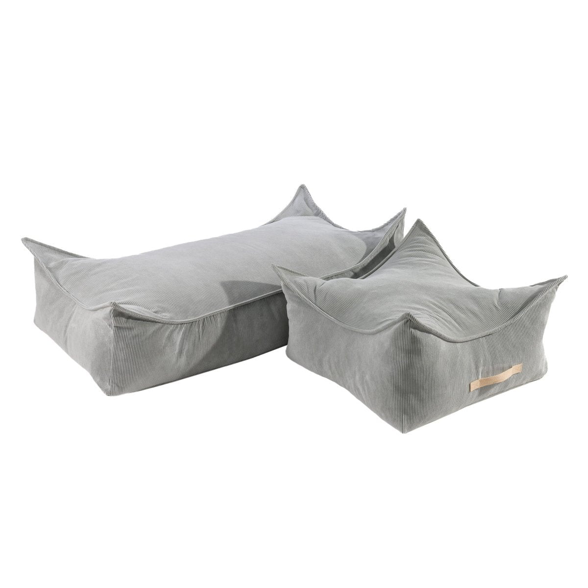 Square Floor Pouf for Kids - Corduroy, 60 x 60 cm (Grey) - Tiny Tugz™