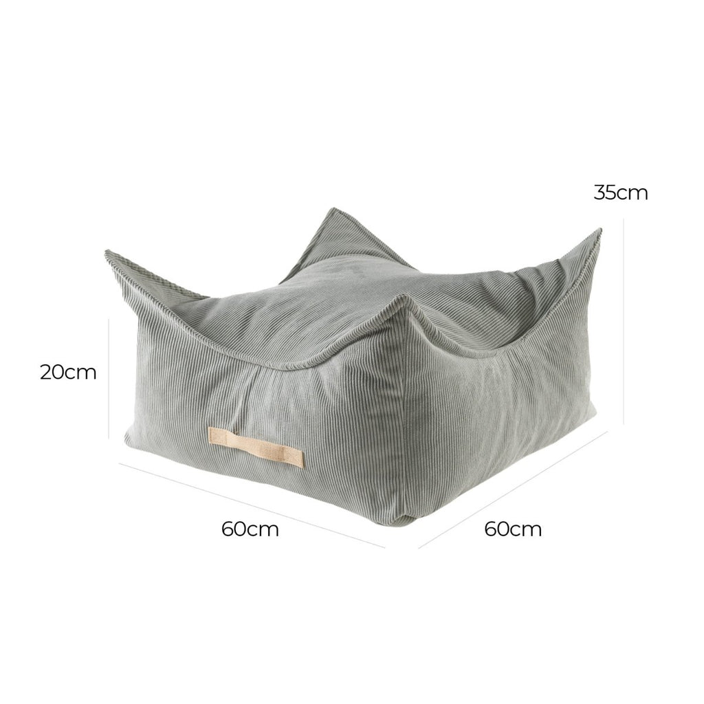 Square Floor Pouf for Kids - Corduroy, 60 x 60 cm (Grey) - Tiny Tugz™