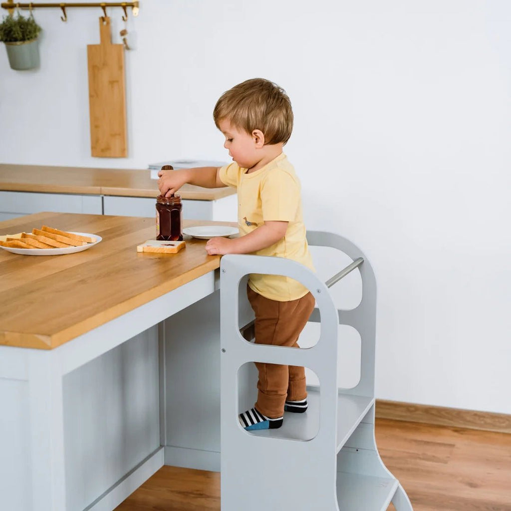 STEP UP Montessori Learning Tower - Adjustable Height - Grey - Tiny Tugz™