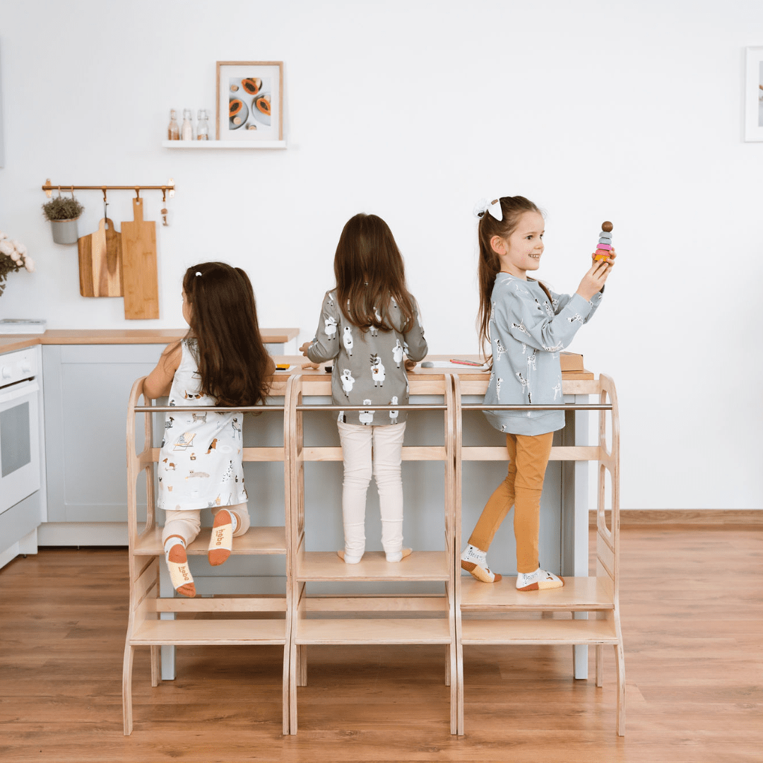 STEP UP Montessori Learning Tower - Adjustable Height - White - Tiny Tugz™