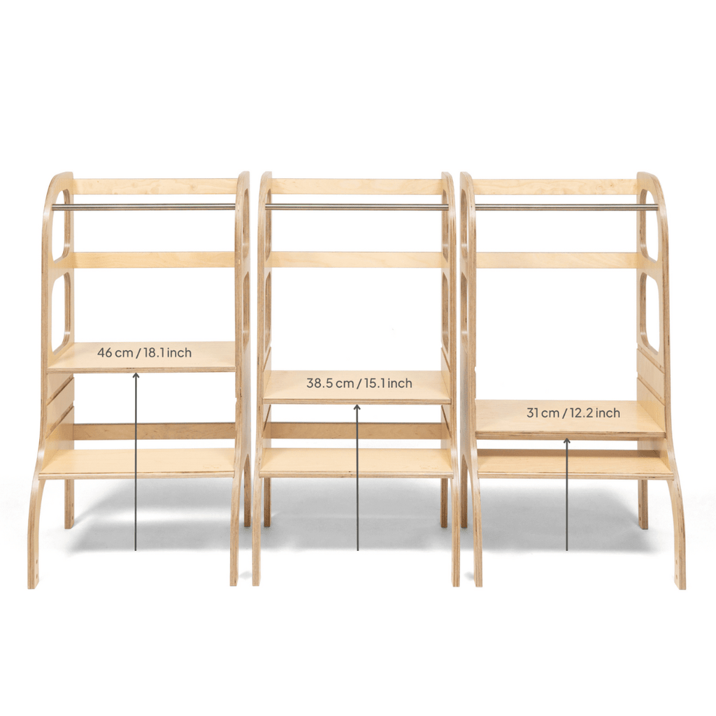 STEP UP Montessori Learning Tower with Support Legs - Grey - Tiny Tugz™