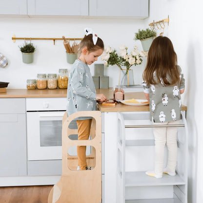 STEP UP Montessori Learning Tower with Support Legs - Grey - Tiny Tugz™