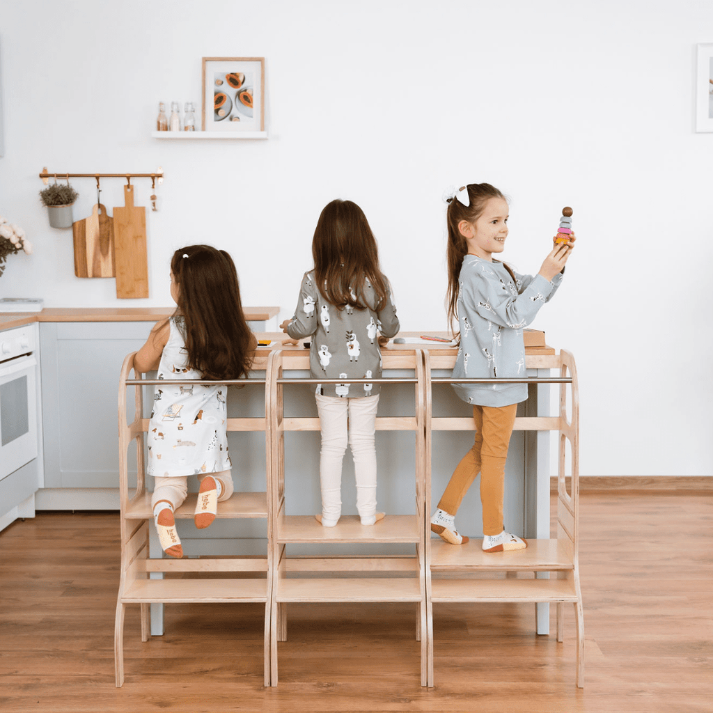 STEP UP Montessori Learning Tower with Support Legs - Grey - Tiny Tugz™