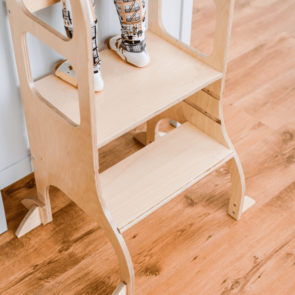 STEP UP Montessori Learning Tower with Support Legs - Natural Wood - Tiny Tugz™