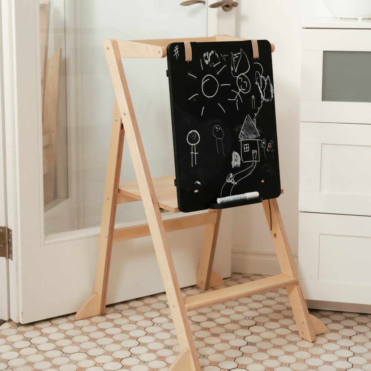 STEP'n'FOLD Foldable Montessori Learning Tower - Grey - Tiny Tugz™
