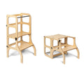 STEP'n'SIT® 2-in-1 Learning Tower & Table - Natural Wood - Tiny Tugz™