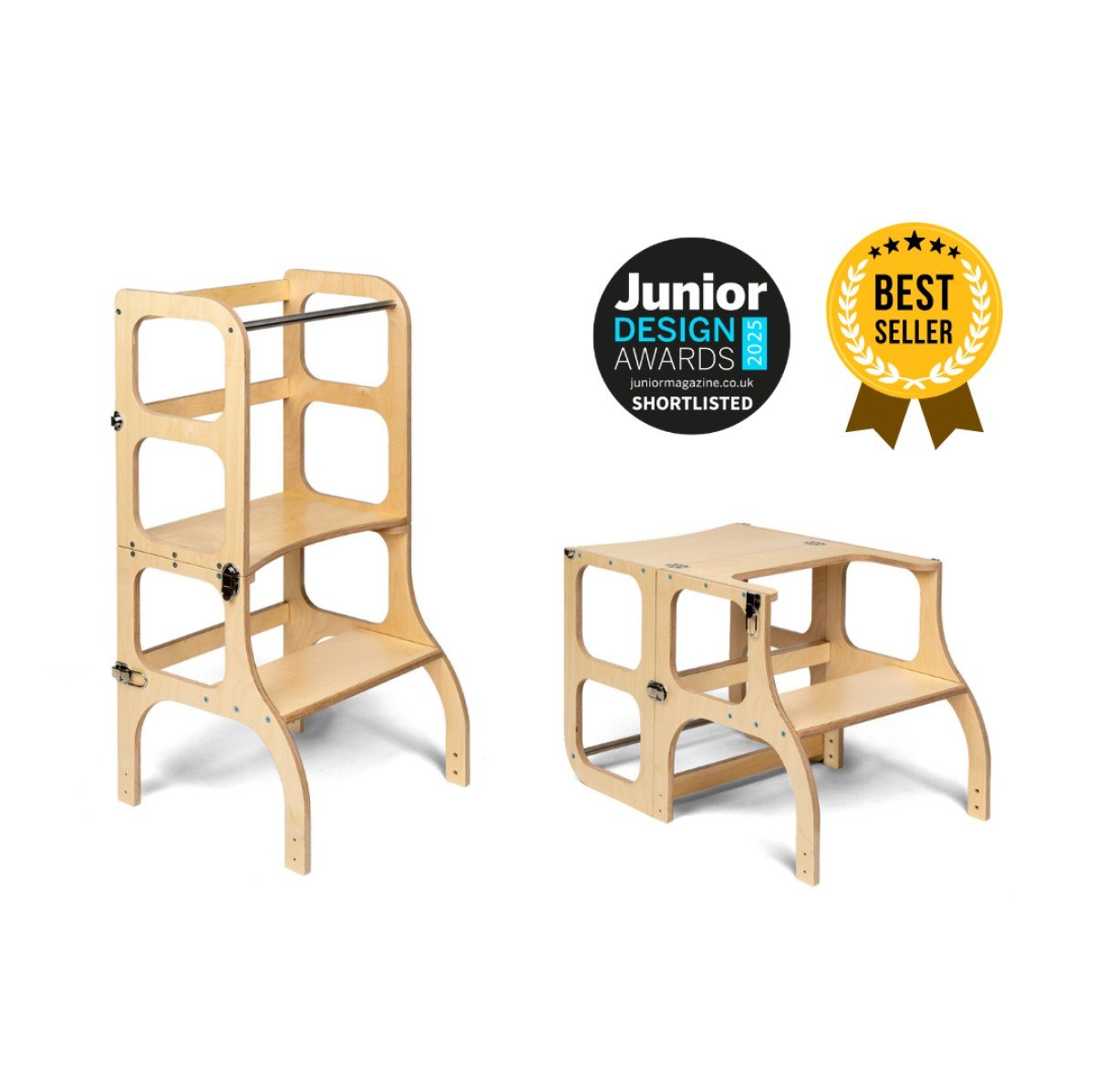 STEP'n'SIT® 2-in-1 Learning Tower & Table - Natural Wood - Tiny Tugz™
