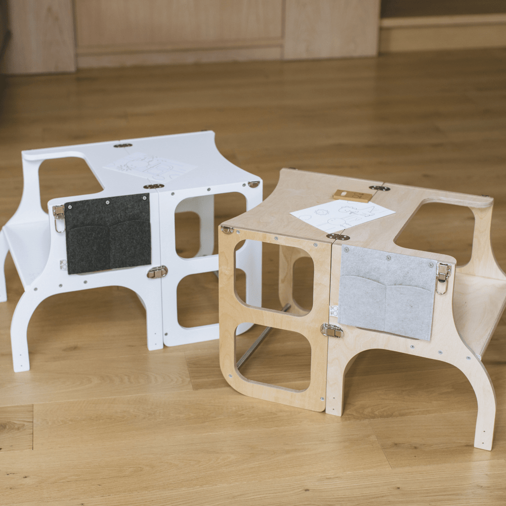 STEP'n'SIT® 2-in-1 Learning Tower & Table - White - Tiny Tugz™
