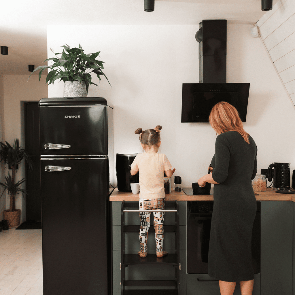 STEP'n'SIT® 2-in-1 Learning Tower & Table with Support Legs - Black - Tiny Tugz™