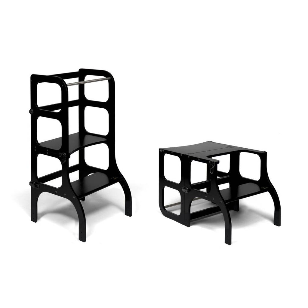 STEP'n'SIT® 2-in-1 Learning Tower & Table with Support Legs - Black - Tiny Tugz™