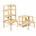 STEP'n'SIT® 2-in-1 Learning Tower & Table with Support Legs - Natural Wood - Tiny Tugz™