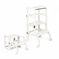 STEP'n'SIT® 2-in-1 Learning Tower & Table with Support Legs - White - Tiny Tugz™