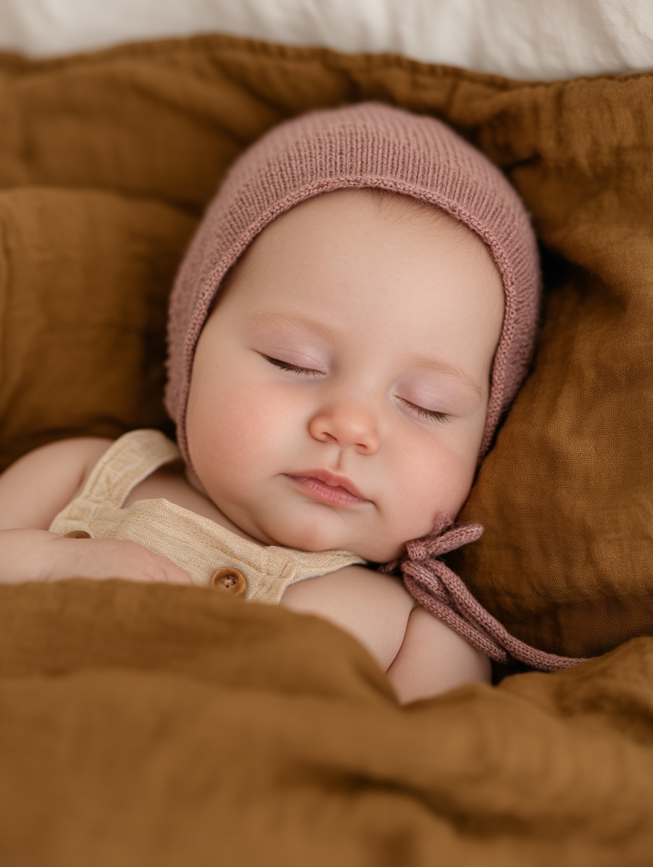 Knitted Wool Baby Bow Hat - Merino Wool - Haze