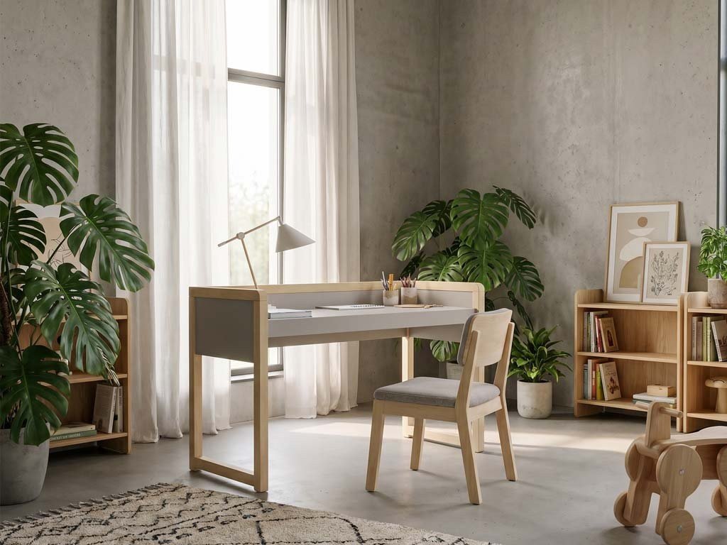 STOLLY Kids' Desk with 2 Height Settings - 120x64 cm - Solid Spruce Legs - Tiny Tugz™