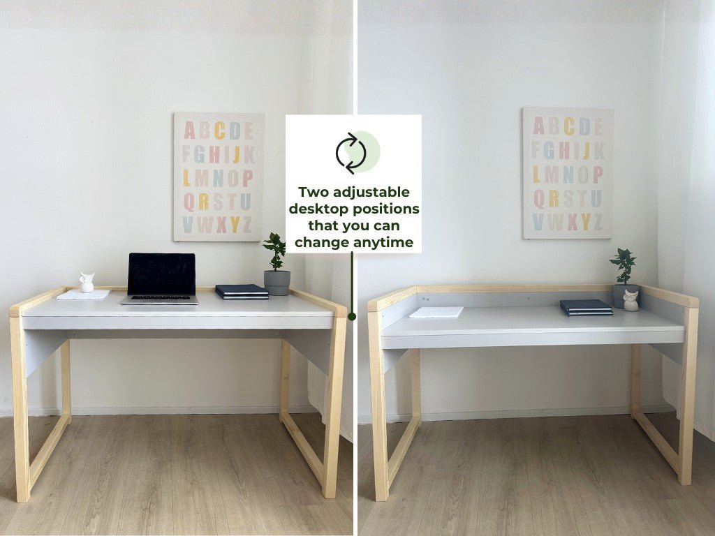 STOLLY Kids' Desk with 2 Height Settings - 120x64 cm - Solid Spruce Legs - Tiny Tugz™