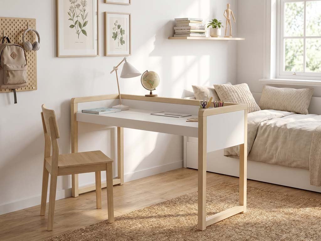 STOLLY Kids' Desk with 2 Height Settings - 120x64 cm - Solid Spruce Legs - Tiny Tugz™