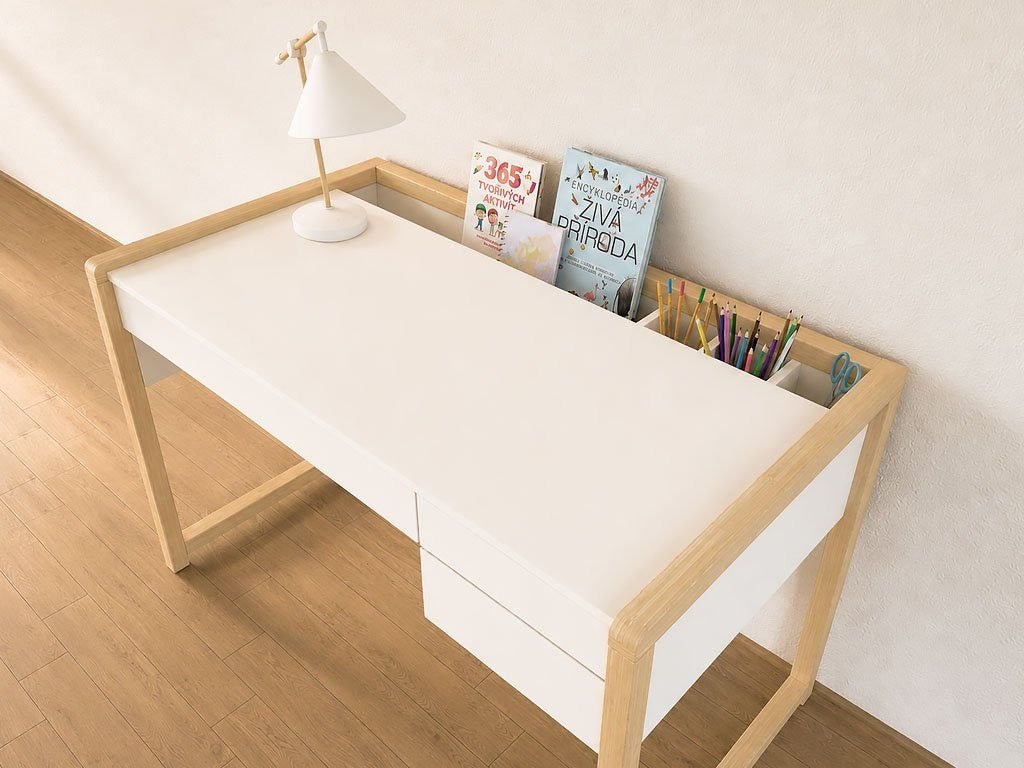 STOLLY Kids' Desk with 3 Drawers & Pencil Holders - 120 cm - Solid Spruce Legs - Tiny Tugz™