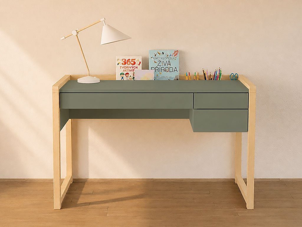 STOLLY Kids' Desk with 3 Drawers & Pencil Holders - 120 cm - Solid Spruce Legs - Tiny Tugz™