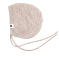 Knitted Wool Baby Bow Hat - Merino Wool - Garlic