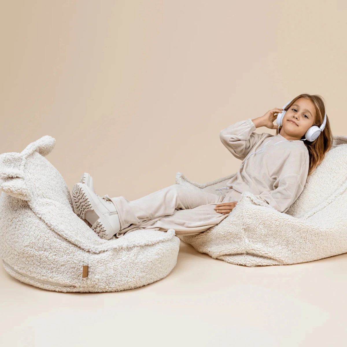 Teddy Fleece Beanbag Pouf for Children (Grey) - Tiny Tugz™
