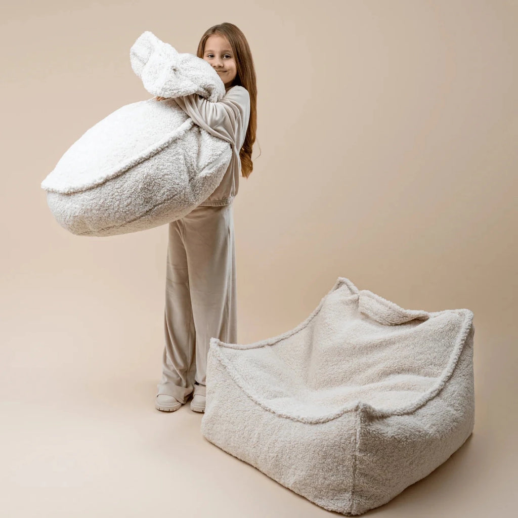 Teddy Fleece Beanbag Pouf for Children (Grey) - Tiny Tugz™