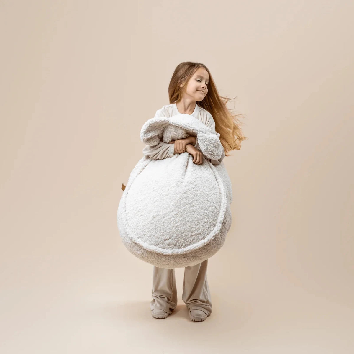 Teddy Fleece Bear Beanbag Pouf for Children (White) - Tiny Tugz™