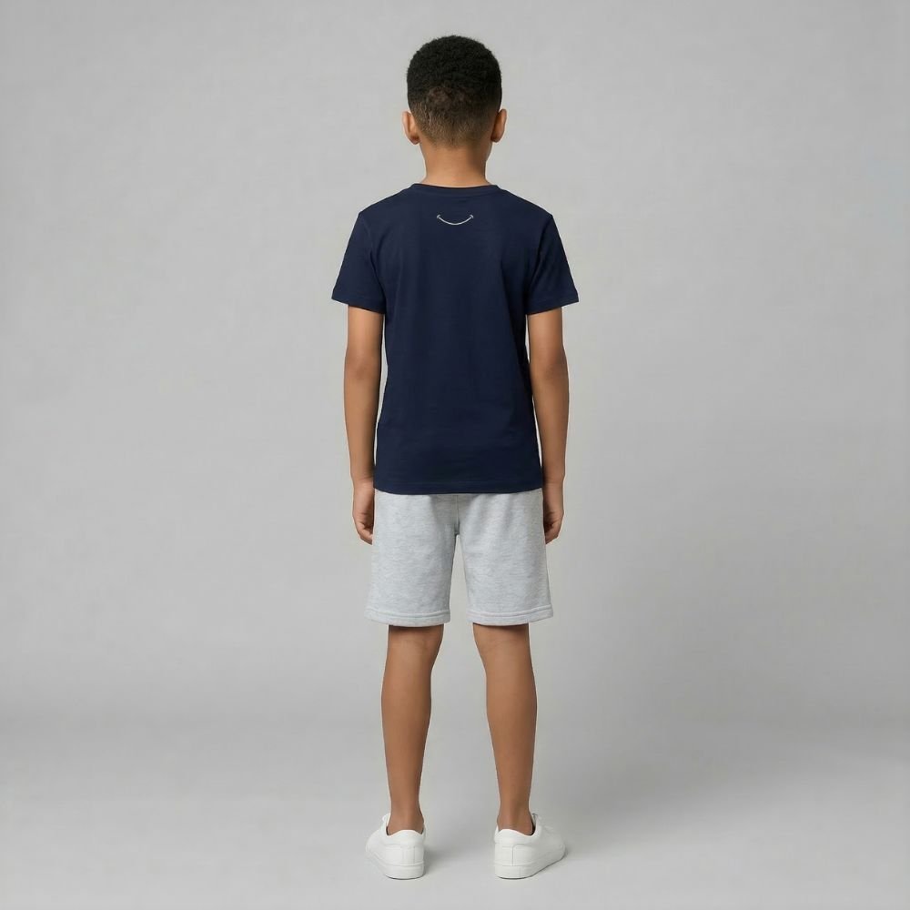 Teen Casual Organic Cotton Set (Navy T-Shirt + Heather Grey Shorts) - Tiny Tugz™