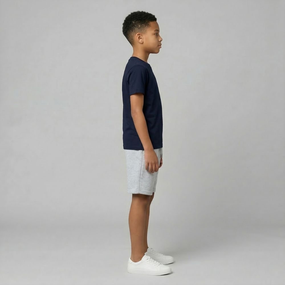 Teen Casual Organic Cotton Set (Navy T-Shirt + Heather Grey Shorts) - Tiny Tugz™