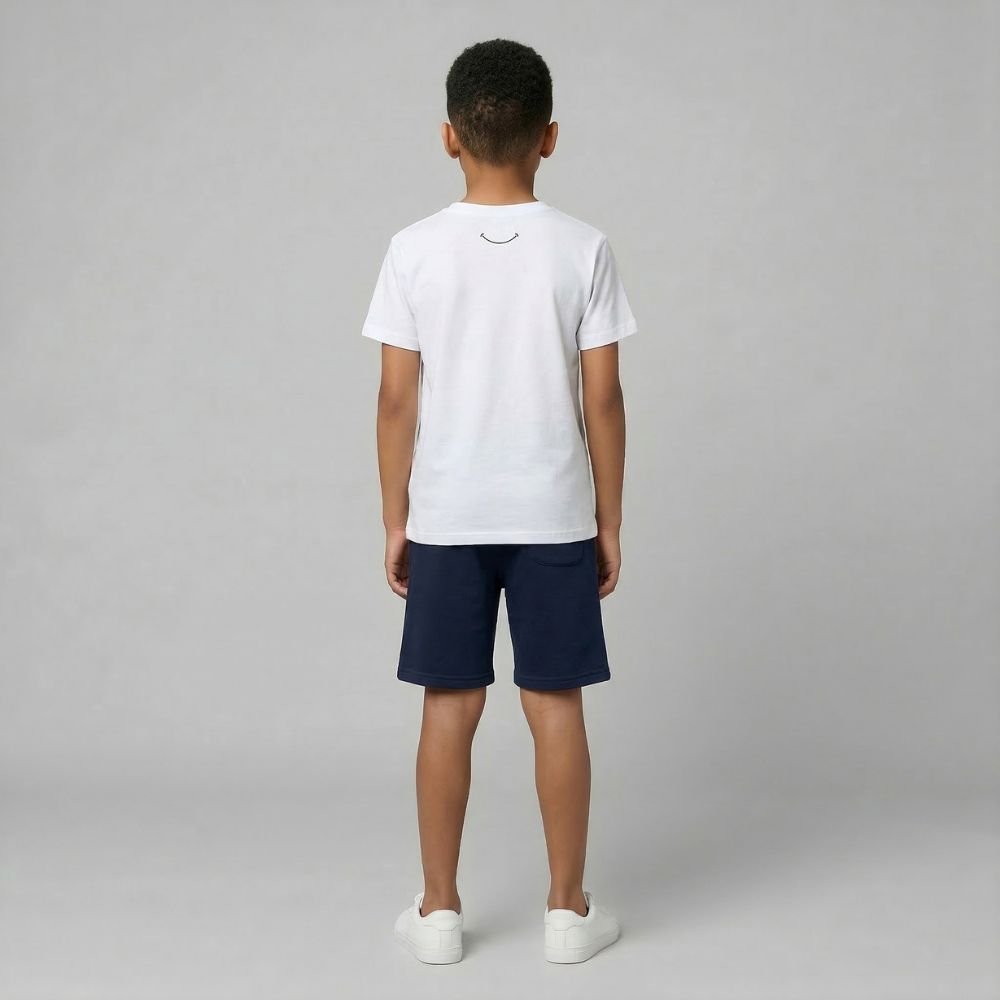 Teen Casual Organic Cotton Set (White T-Shirt + Navy Shorts) - Tiny Tugz™