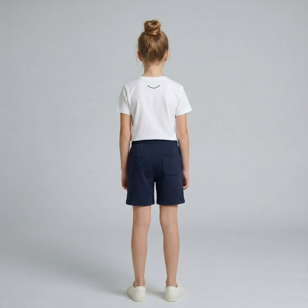 Teen Casual Organic Cotton Set (White T-Shirt + Navy Shorts) - Tiny Tugz™