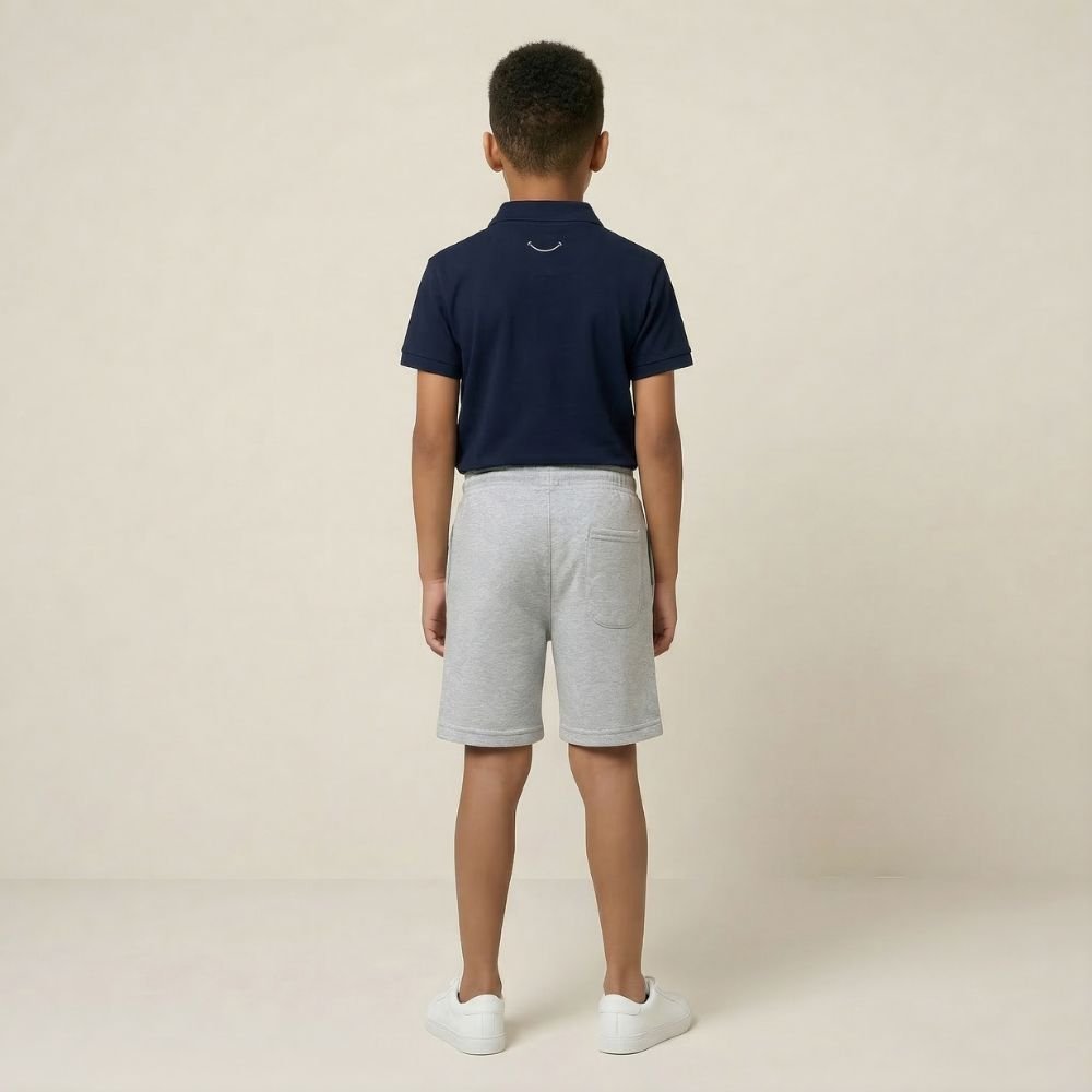 Teen Smart Casual Organic Cotton Set (Navy Polo + Grey Shorts) - Tiny Tugz™