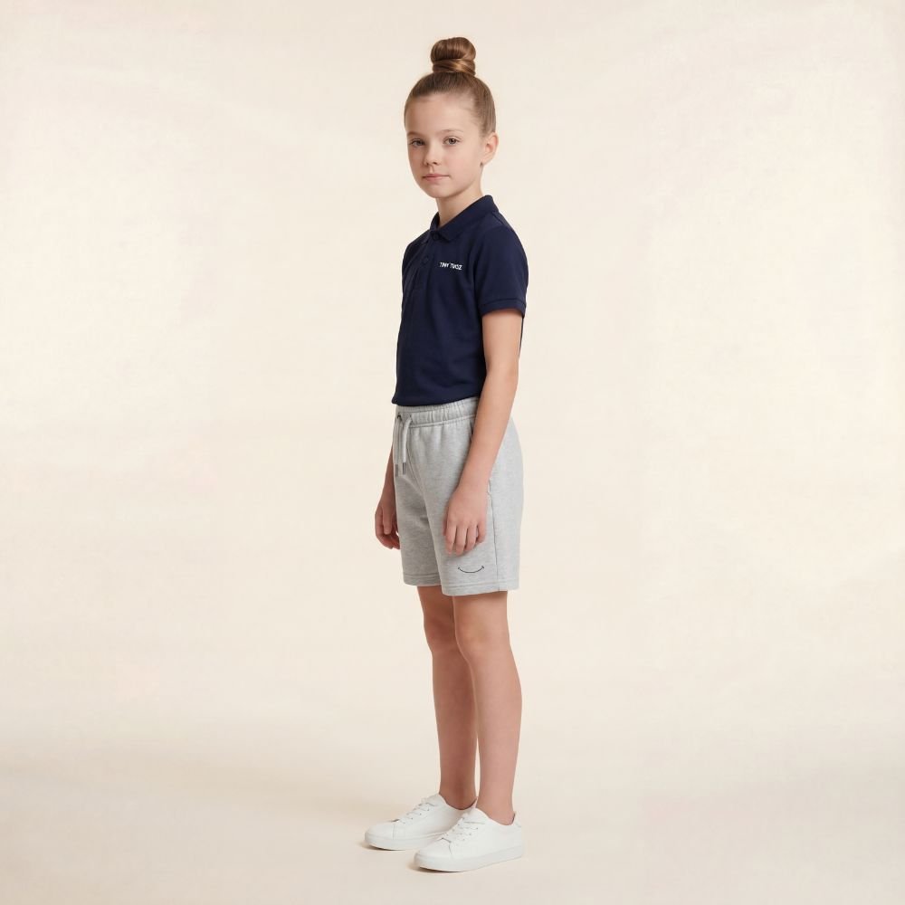 Teen Smart Casual Organic Cotton Set (Navy Polo + Grey Shorts) - Tiny Tugz™