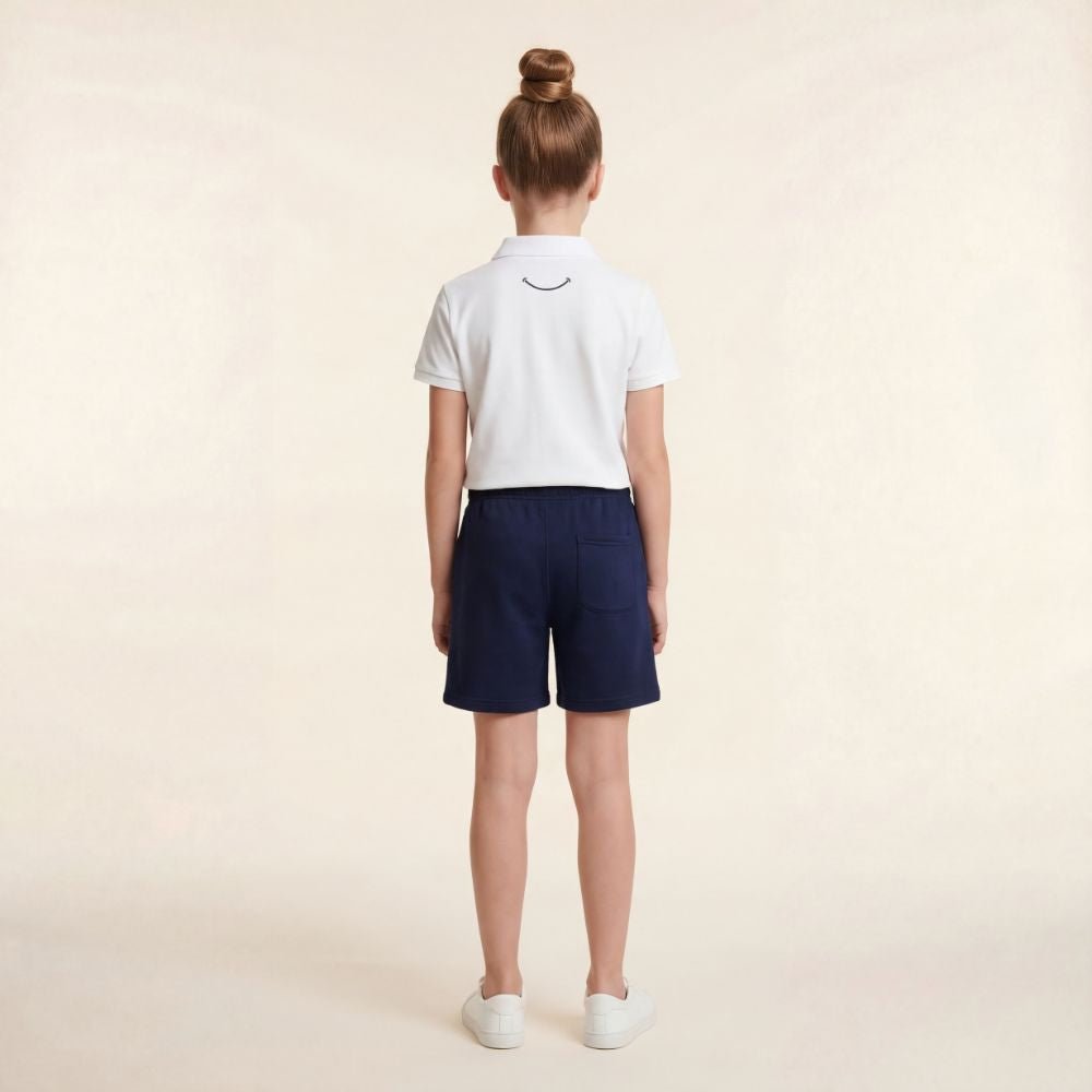 Teen Smart Casual Organic Cotton Set (White Polo + Navy Shorts) - Tiny Tugz™