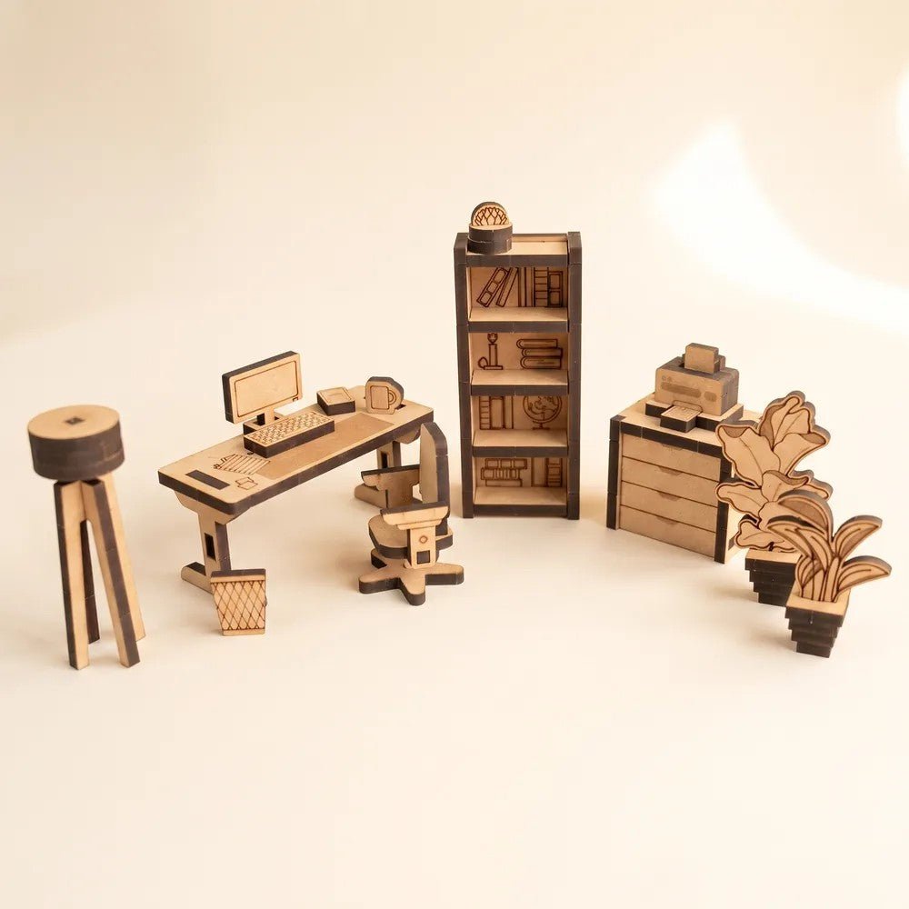 The Cloud Office - Colour-Your-Own Wooden Dollhouse - Tiny Tugz™