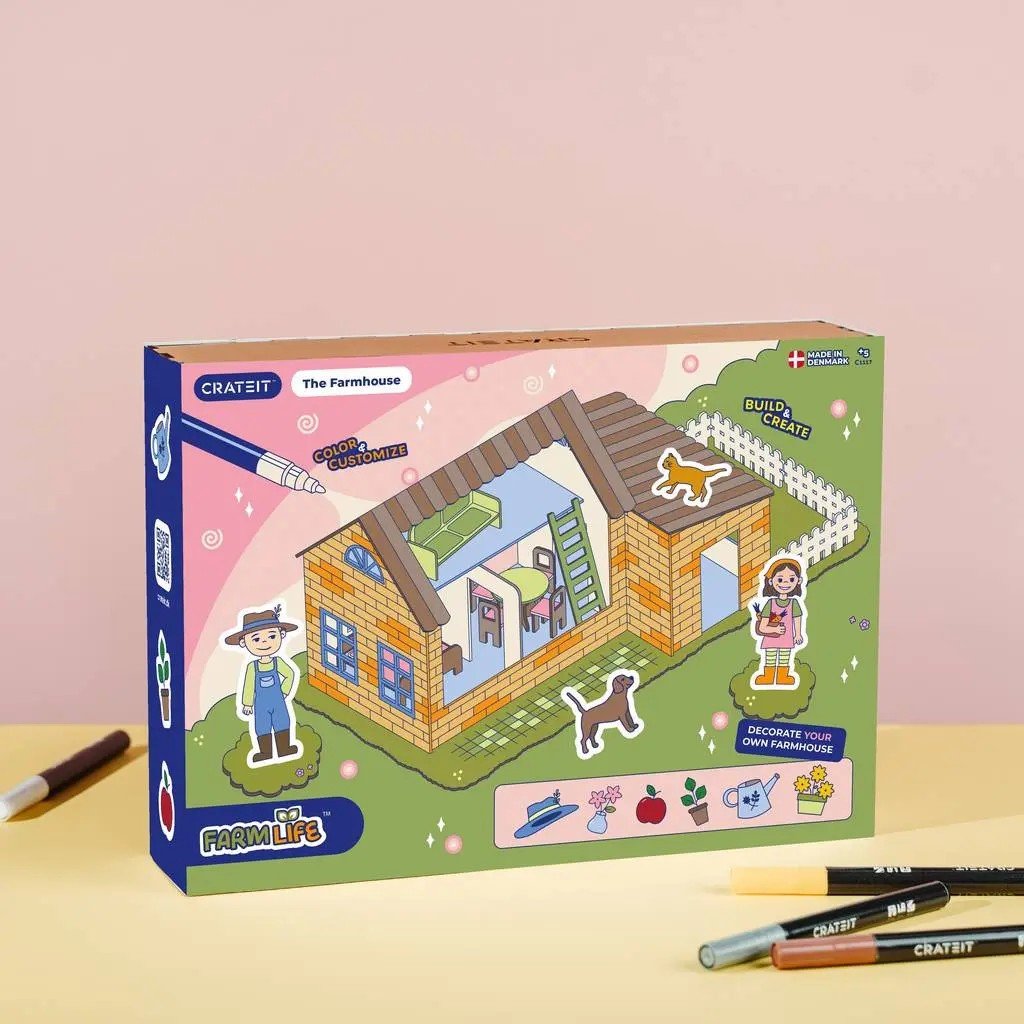 The Farmhouse - Colour-Your-Own Wooden Play Set - Tiny Tugz™
