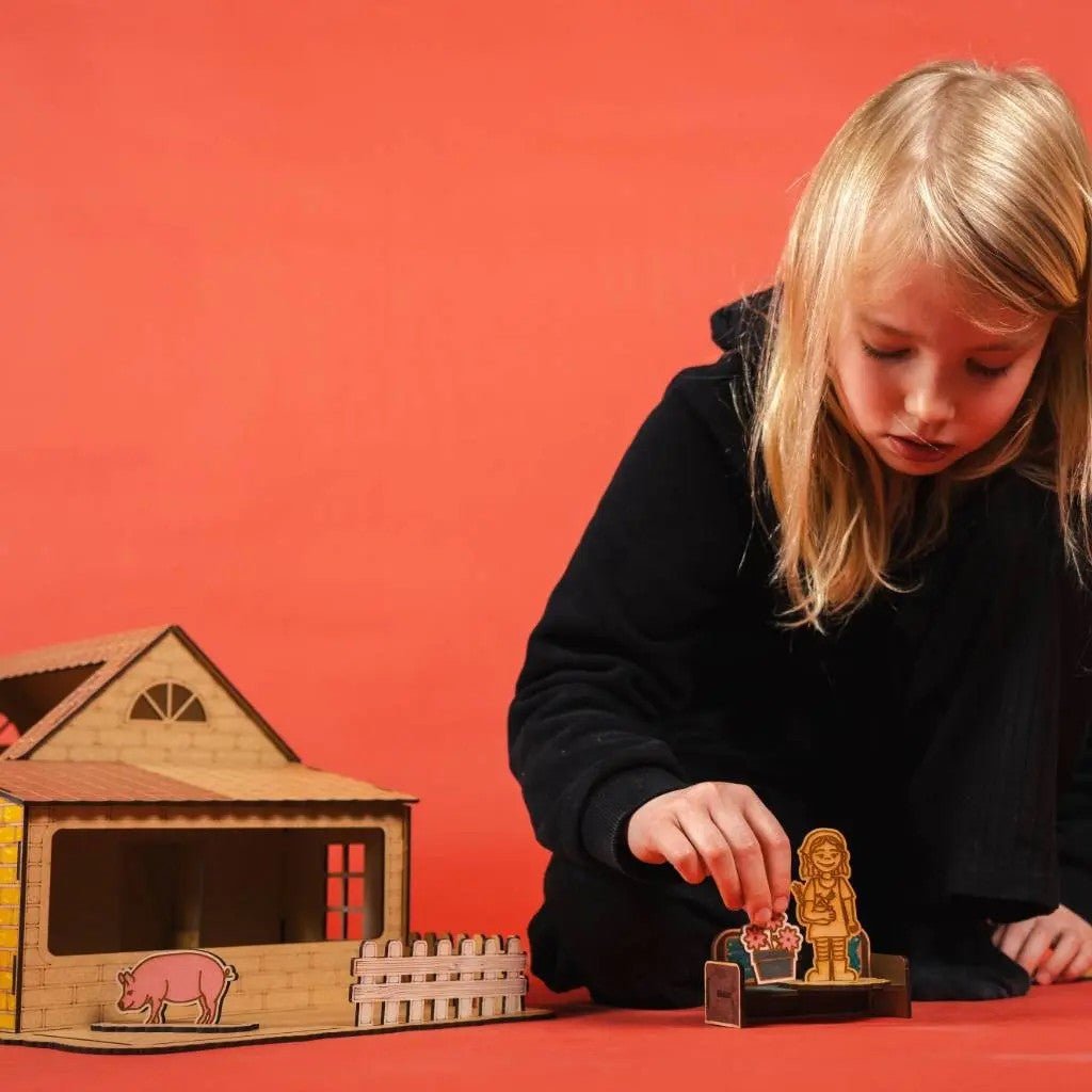 The Farmhouse - Colour-Your-Own Wooden Play Set - Tiny Tugz™