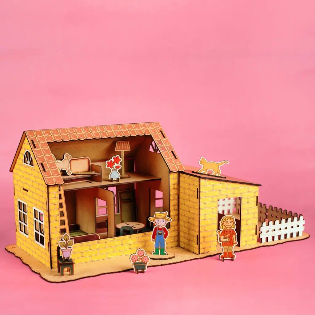 The Farmhouse - Colour-Your-Own Wooden Play Set - Tiny Tugz™