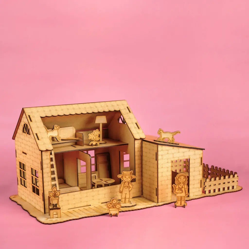 The Farmhouse - Colour-Your-Own Wooden Play Set - Tiny Tugz™