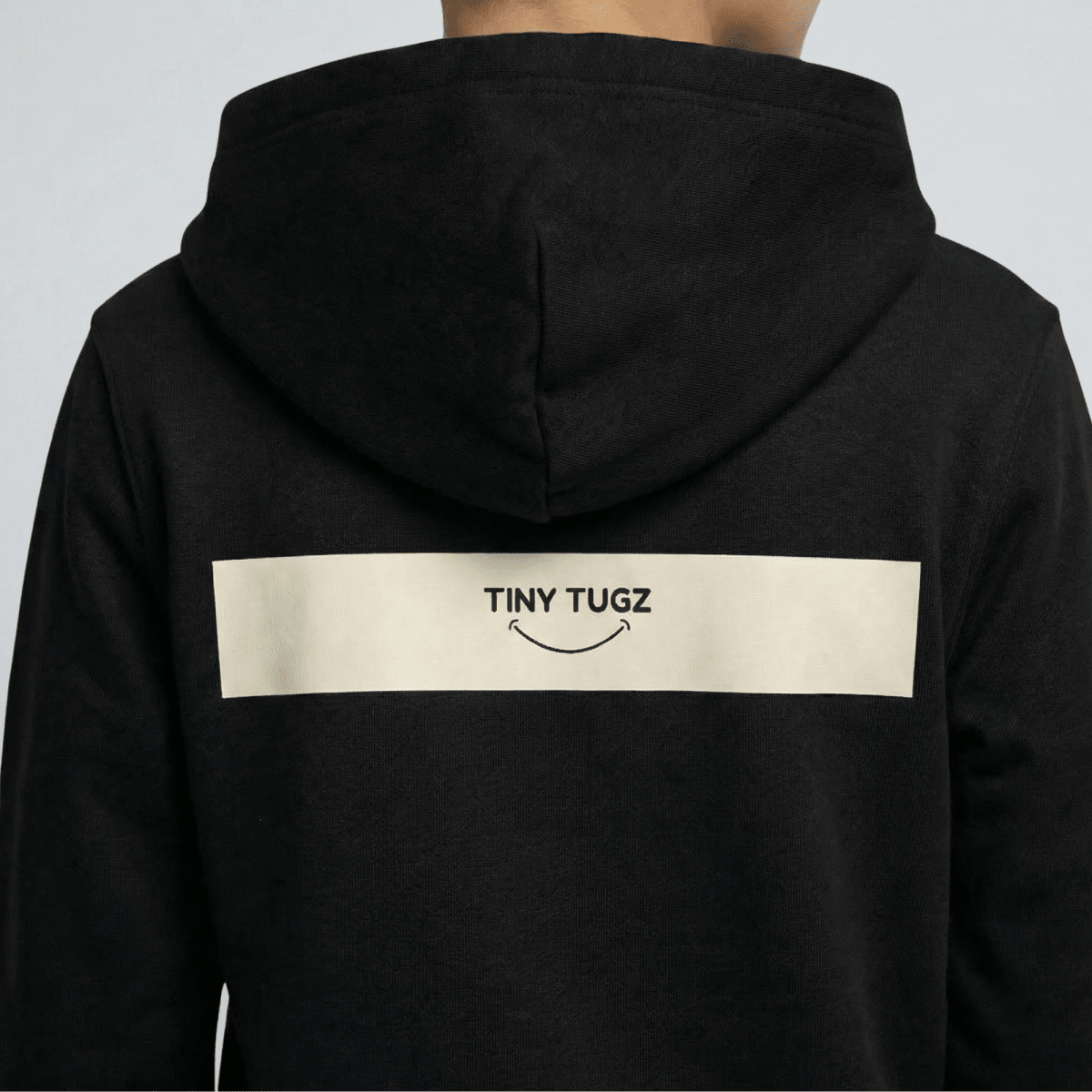 Tiny Tugz™ 100% Organic Cotton Kids Tracksuit – Stripe Logo – Black - Tiny Tugz™