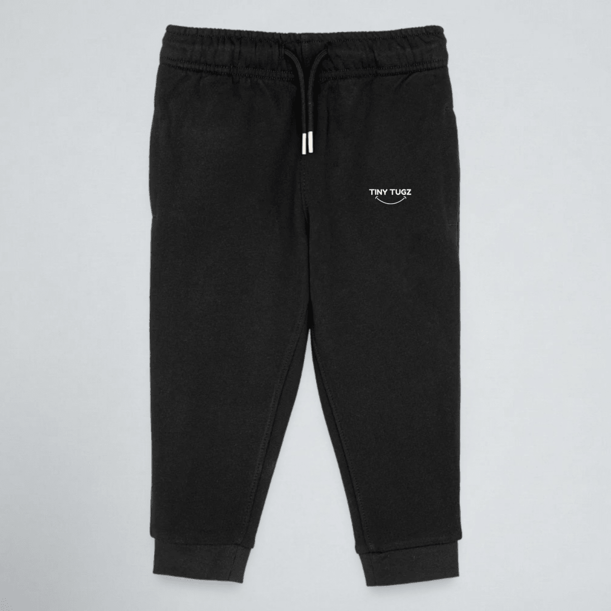 Tiny Tugz™ 100% Organic Cotton Kids Tracksuit – Stripe Logo – Black - Tiny Tugz™