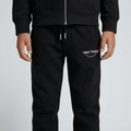 Tiny Tugz™ 100% Organic Cotton Kids Tracksuit – Stripe Logo – Black - Tiny Tugz™