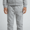Tiny Tugz™ 100% Organic Cotton Kids Tracksuit – Stripe Logo – Grey - Tiny Tugz™