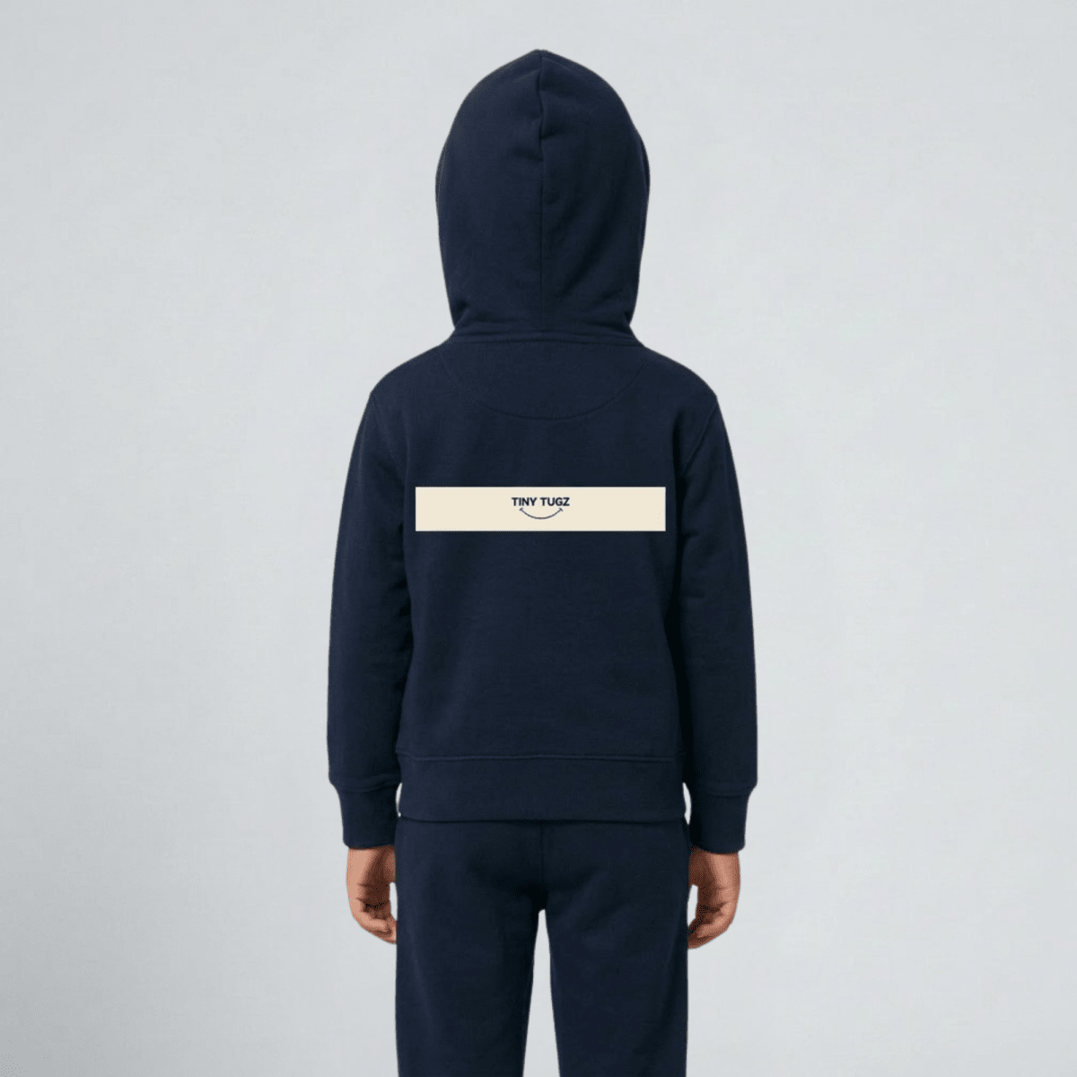 Tiny Tugz™ 100% Organic Cotton Kids Tracksuit – Stripe Logo – Navy - Tiny Tugz™