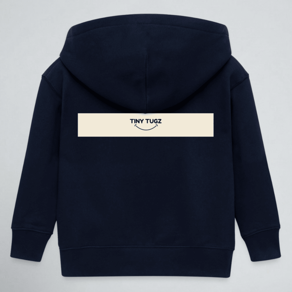 Tiny Tugz™ 100% Organic Cotton Kids Tracksuit – Stripe Logo – Navy - Tiny Tugz™