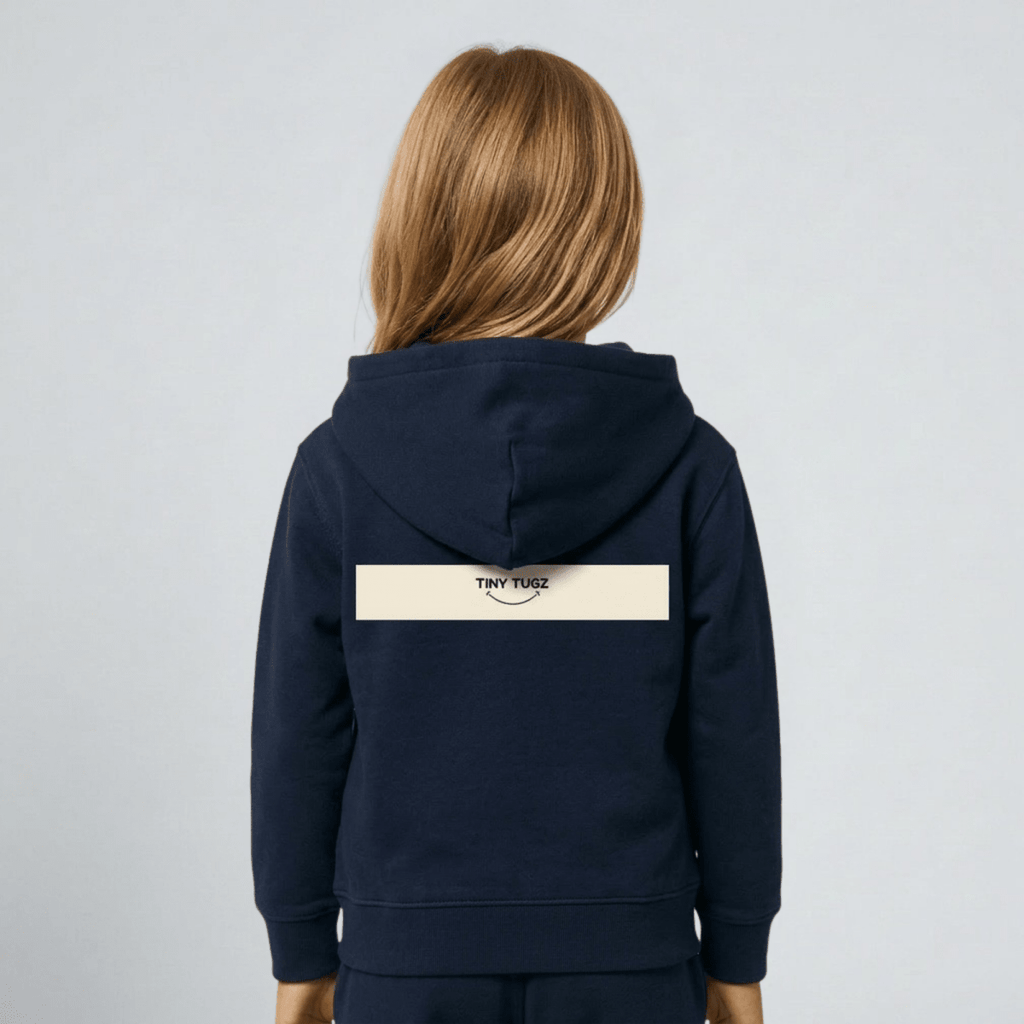 Tiny Tugz™ 100% Organic Cotton Kids Tracksuit – Stripe Logo – Navy - Tiny Tugz™