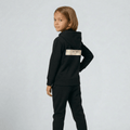 Tiny Tugz™ 100% Organic Cotton Kids Zip Hoodie – Stripe Logo – Black - Tiny Tugz™